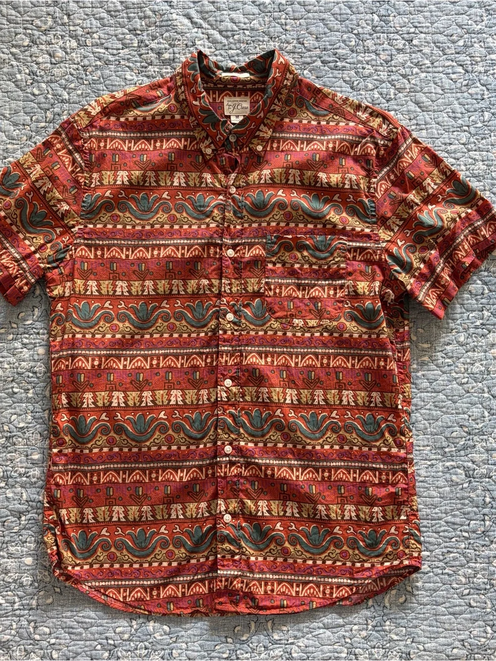 J.Crew Mens Patterned Stripe Button Down Shirt
